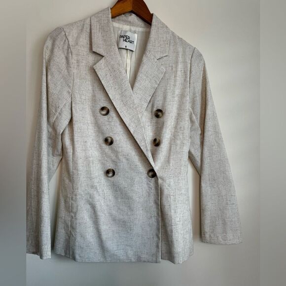 Paper Heart Lightweight Double Breasted Cotton/Linen Blazer Size Small - Picture 2 of 7
